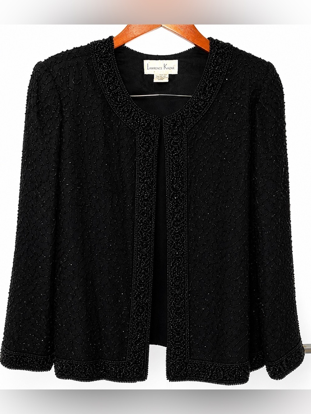 Vintage Laurence Kazar Elegant Silk Beaded Jacket Size PM - Picture 2 of 8